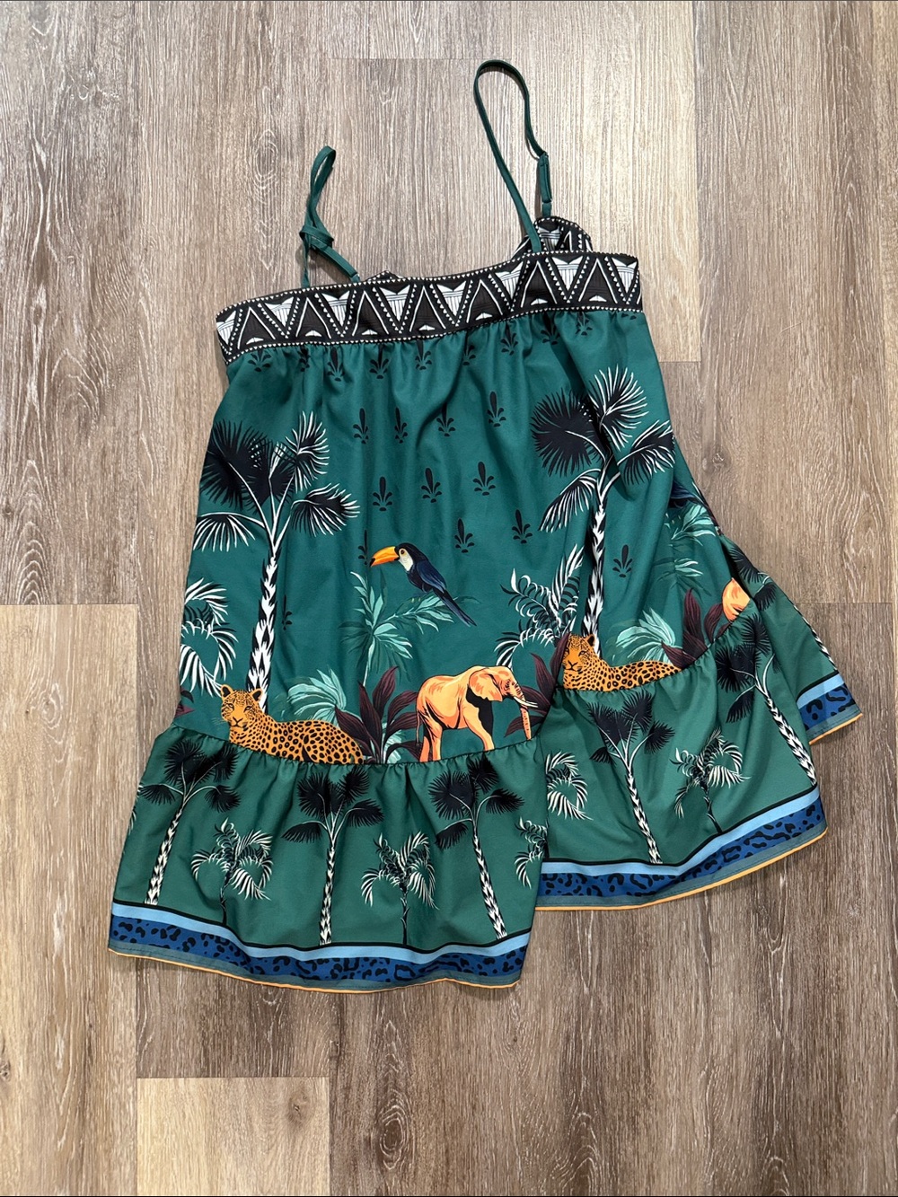 Green Tropical Animal Print Sundress/coverup